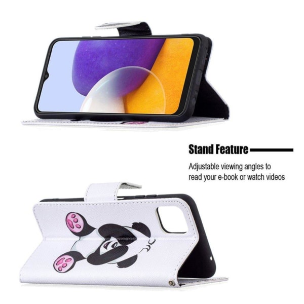 Wonderland Samsung Galaxy A22 5G flip etui - Panda Multicolor