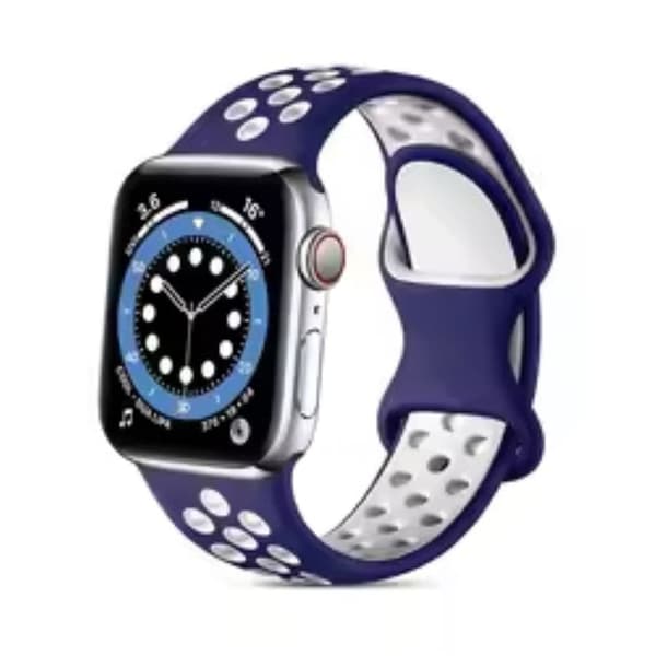 Apple Watch Series 49 mm - 45 mm - 44 mm - 42 mm 4 mm / 3 2 1 42 Silikonklockrem - Midnattsblå + Vit Blå