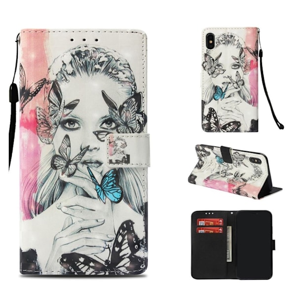 Butterfly läder iPhone Xs Max fodral - Flerfärgad multifärg