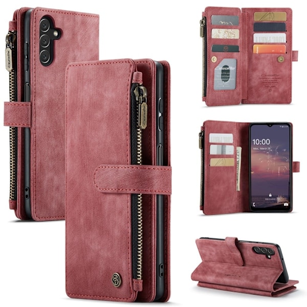 CaseMe Samsung Galaxy A13 5G etui med lynlås og pung - Rød Red