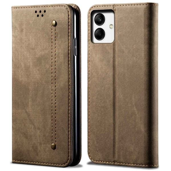 Jeans Samsung Galaxy A04 Läppäkotelo - Khaki Brown