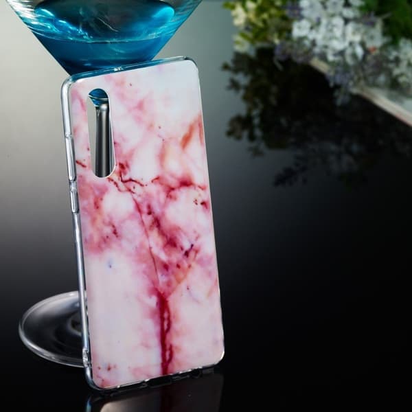 Huawei P30 Etui Med Marmormønster - Design T Red
