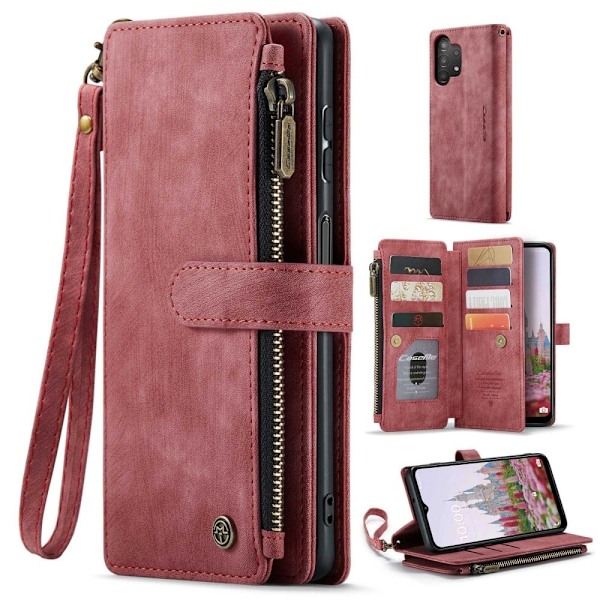 CaseMe Samsung Galaxy A13 5G etui med lynlås og pung - Rød Red