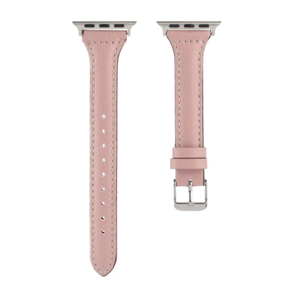 Apple Watch 42mm - 44mm litchi tekstur læder urrem - Lyserød Pink