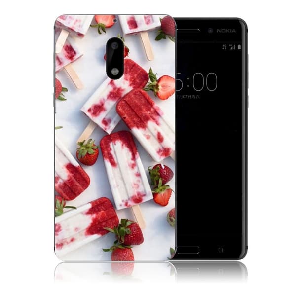 Nokia 6 Deksel laget av silikon - Jordbær kake Red