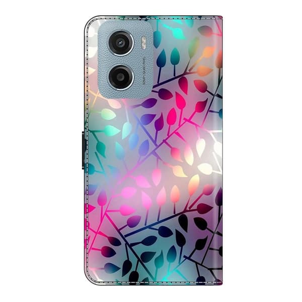 Motorola Moto E15 4G Fodral Magnetic Clasp 3D Pattern Läder Plånbok Telefonskal - Lönnlöv multifärg