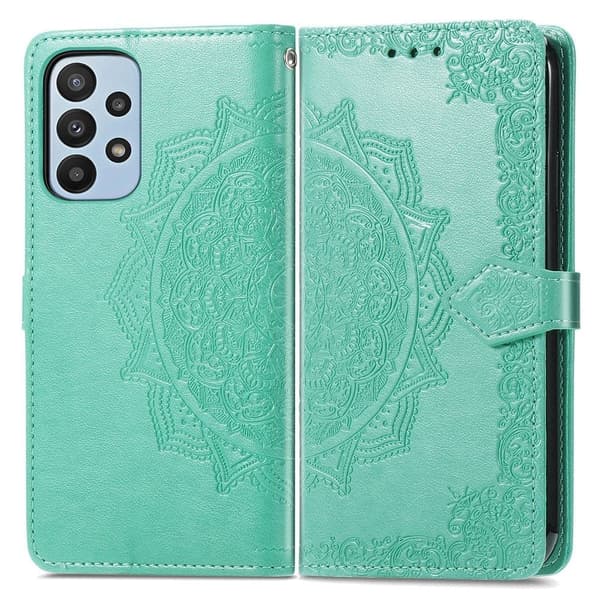 Mandala läder Samsung Galaxy A23 fodral - Grön Grön