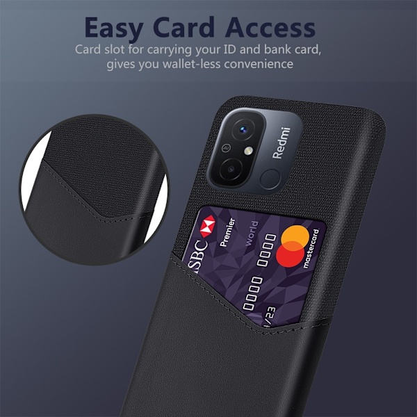 Bofink Xiaomi Redmi 12C Card Suojakuori - Musta Black