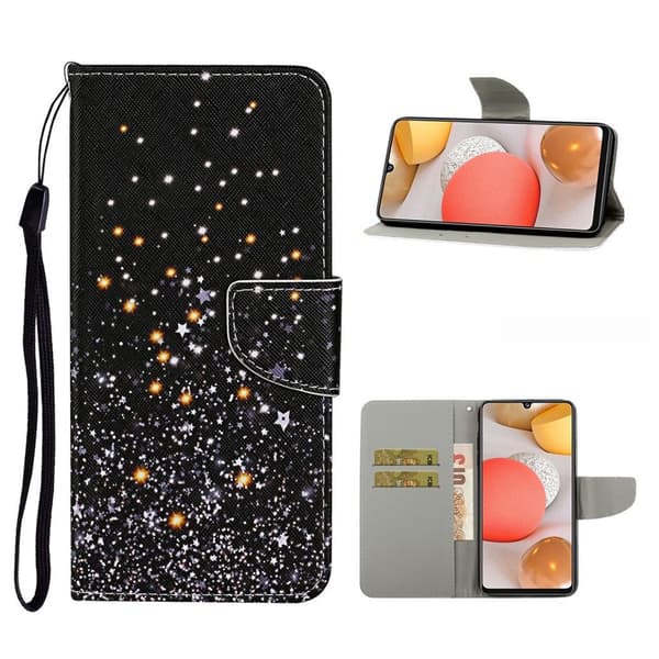 Wonderland Samsung Galaxy A42 5G flip kuoret - Kimalteleva Elementti Black