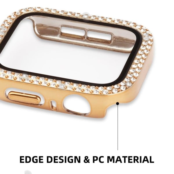 Apple Watch SE 2022 (44mm) rhinestone decor cover med hærdet gla Gold