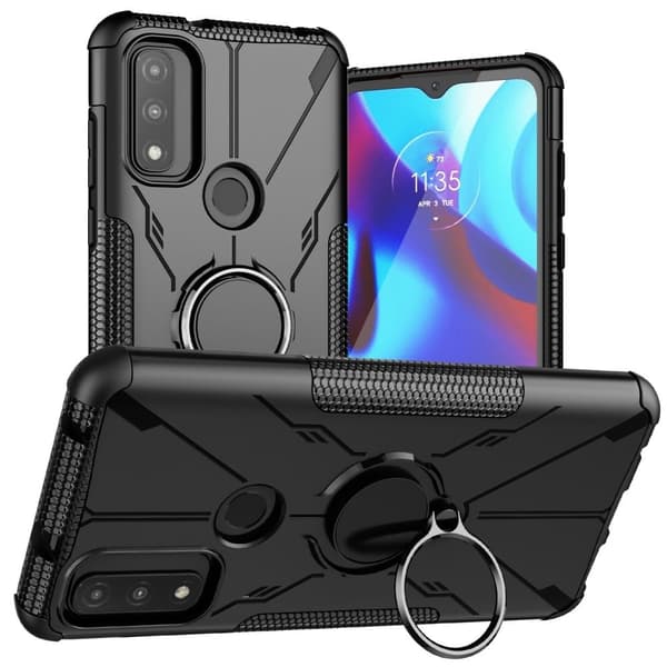 Kickstand-cover med magnetisk plade til Motorola G Pure - Sort Black