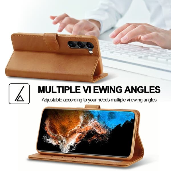 LC.IMEEKE Samsung Galaxy S23 Plus Flippetui - Lysebrun Brown