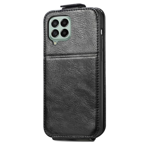 Vertical Flip Phone Etui med Zipper til Samsung Galaxy M53 5G - Sort Black