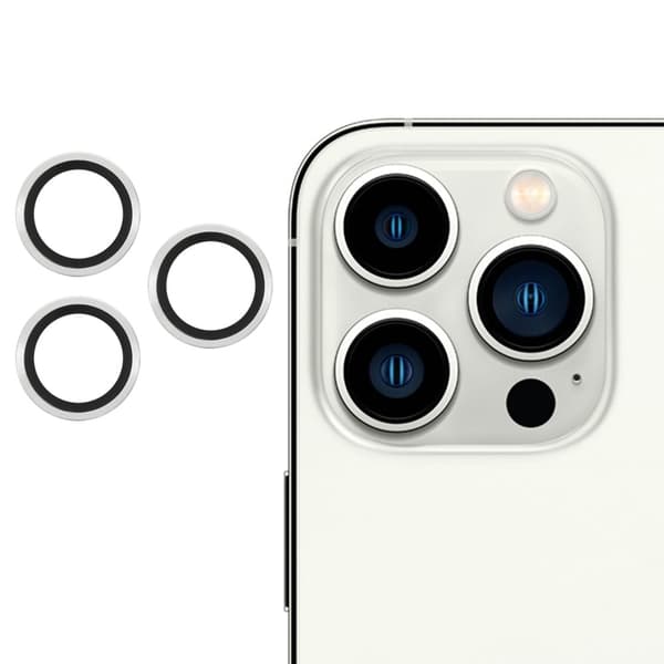 3Pcs iPhone 13 Pro / Pro Max AGC härdat glas kameralinsskydd - Silver Silvergrå