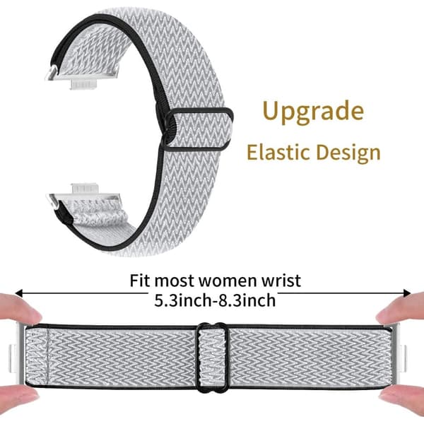 Huawei Watch Fit 3 Justerbart nylonklokkebånd Wave Design Elastisk håndleddsrem - Svart + Hvit White
