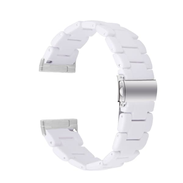 Fitbit Sense 2 / Versa 4 harpiksrem med metallspenne - Hvit White