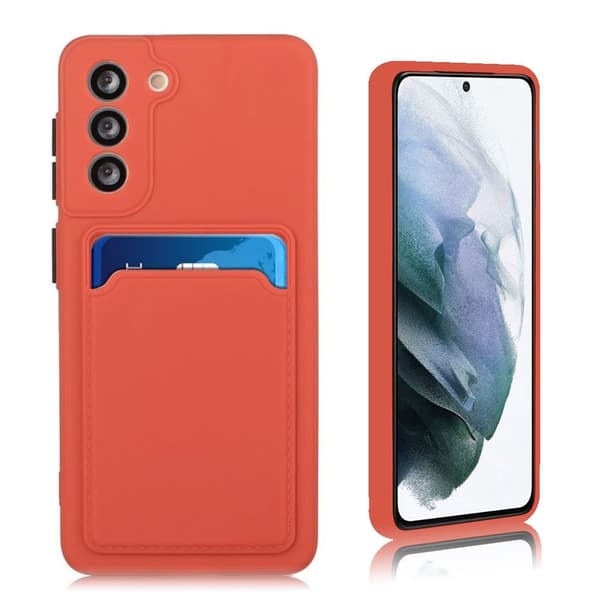 Kortholder cover til Samsung Galaxy S21 FE - Rød Red