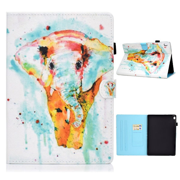 Lenovo Tab M10 Cool Mønster Lær Flippetui - Elefant Multicolor