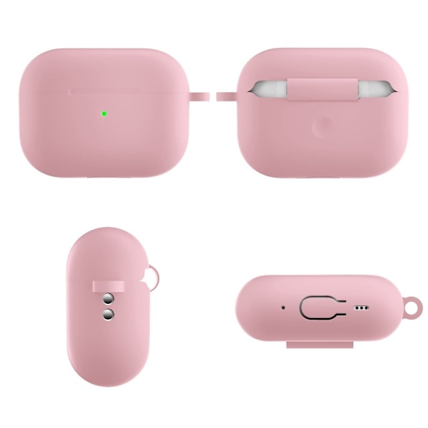 AirPods Pro 2 silikonfodral med karbinhake - Rosa Rosa
