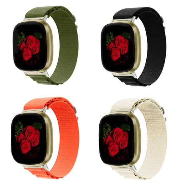 Fitbit Sense / Versa 3 nylonkellon hihna - Musta Black
