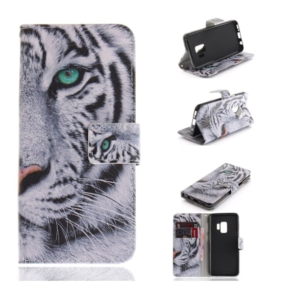 Samsung Galaxy S9 mønstret PU læder flip etui - Tiger Multicolor