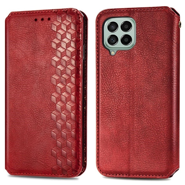 Läder Samsung Galaxy M53 5G fodral med romb-design - Röd Röd