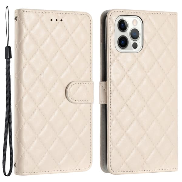 Funktionellt iPhone 12 / iPhone 12 Pro fodral med rombmönster - Vit Vit