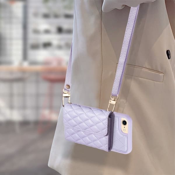 Funksjonelt rombe lommebokdeksel for iPhone SE (2022) / iPhone SE 2020 / iPhone 7 / iPhone 6 / 6S - Lilla Purple