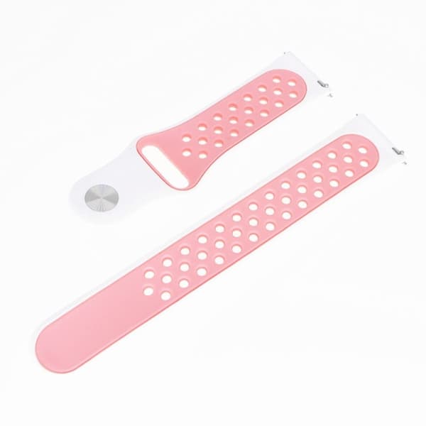 20 mm universellt tvåfärgat klockarmband i silikon - Vit / Rosa Rosa