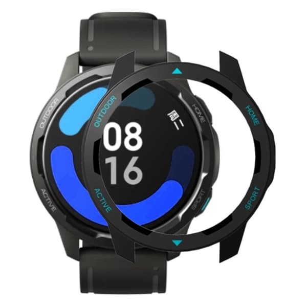 Xiaomi Watch S1 Active / Watch Color 2 Skyddsfodral Stöttålig Watch Case Hollow Frame - Svart + Blå Blå