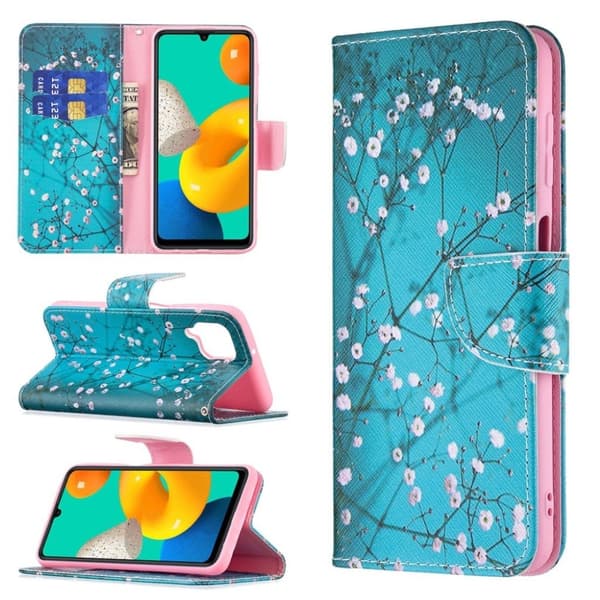 Wonderland Samsung Galaxy M32 flip-etui - Plommeblomst Blue