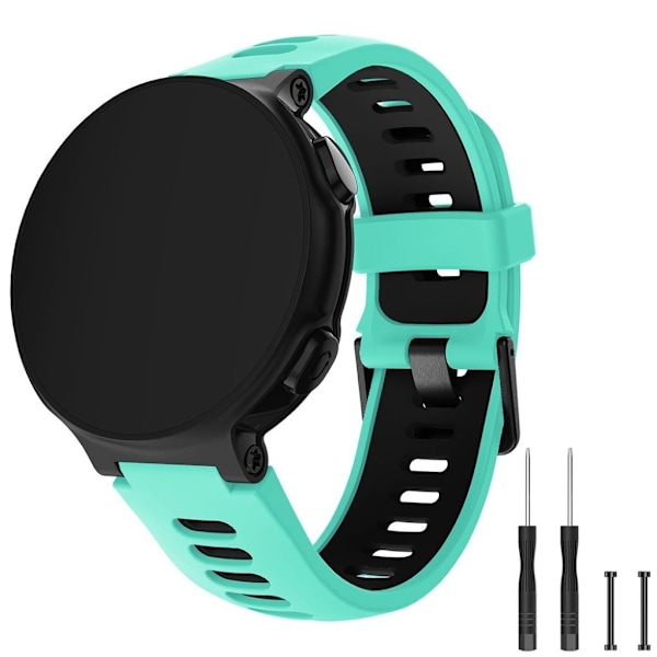 Garmin Forerunner 735XT / 220 / 230 / 235 / 620 / 630 kestävä silikoninen ranneke - Syaani / Musta Green