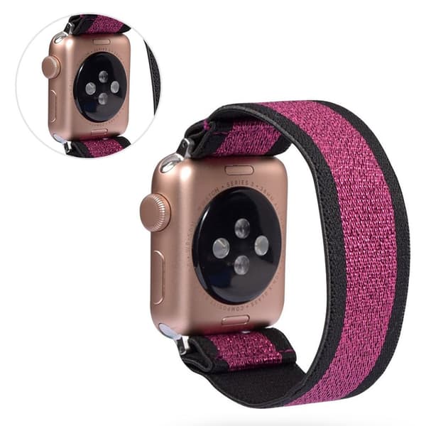 Apple Watch Series 5 / 4 44mm nylon-urrem - Sort / Rose Red