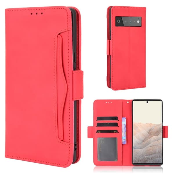 Lommebok-etui i moderne skinn-design Google Pixel 6 Pro - Rød Red