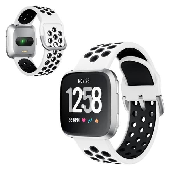 Fitbit Versa / Versa 2 coolt klockarmband i silikon - Vit / Svart Vit