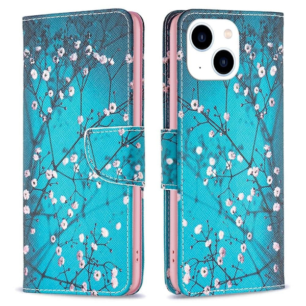 Wonderland iPhone 14 flip etui - Blommeblomst Blue