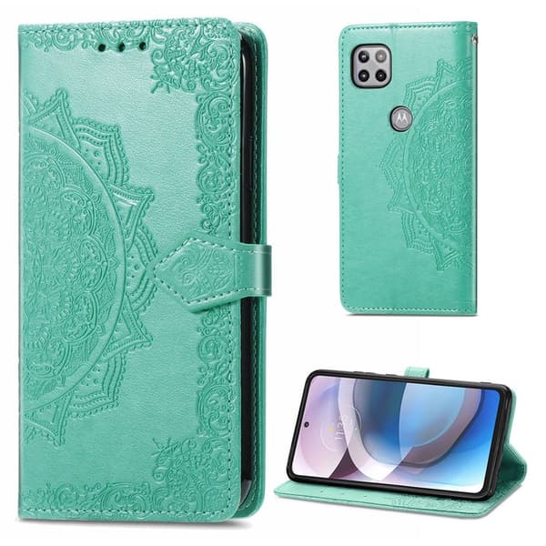 Mandala Motorola One 5G Ace læderetui - Grøn Green