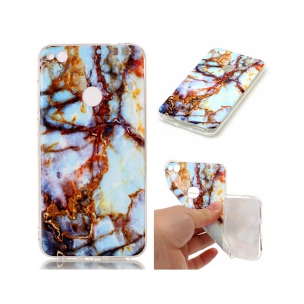 Huawei Honor 8 Lite Marble Imd TPU Myk Etui - Brun Brown