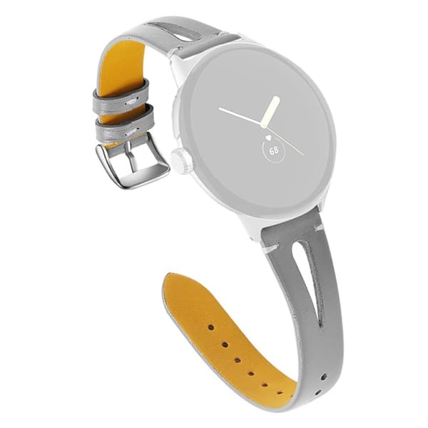 Google Pixel Watch klockarmband i äkta läder med svart kontakt - Grå Silvergrå