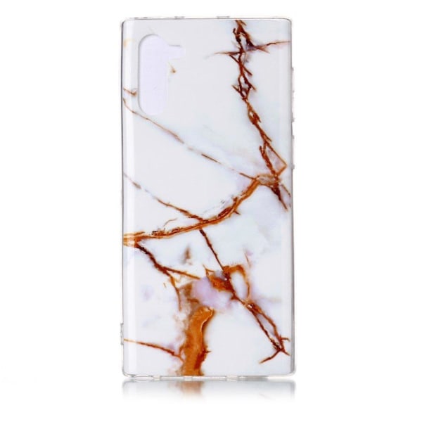 Marmormotiv Samsung Galaxy Note 10 skal - Vit / Orange Marmor Vit