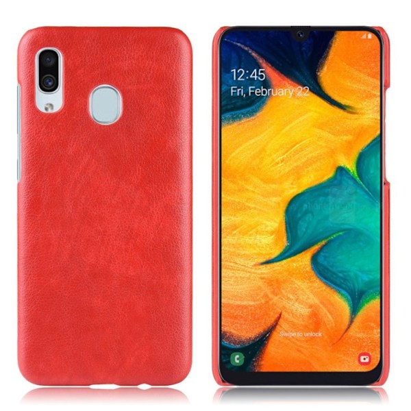 Samsung Galaxy A20e litchi päällystetty kotelo - Punainen Red