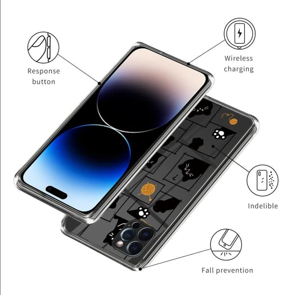 Deco iPhone 14 Pro Max Suojakotelo - Kissa Peeking Black