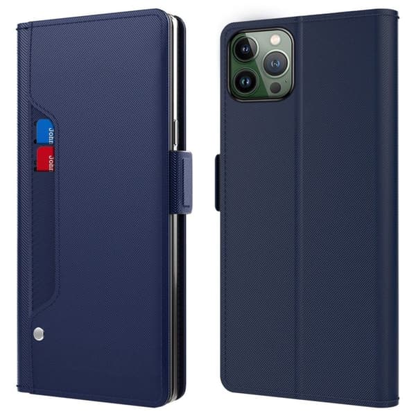 Phone Suojakotelo With Make-up Mirror And Slick Design For iPhone 14 Pro - Sininen Blue