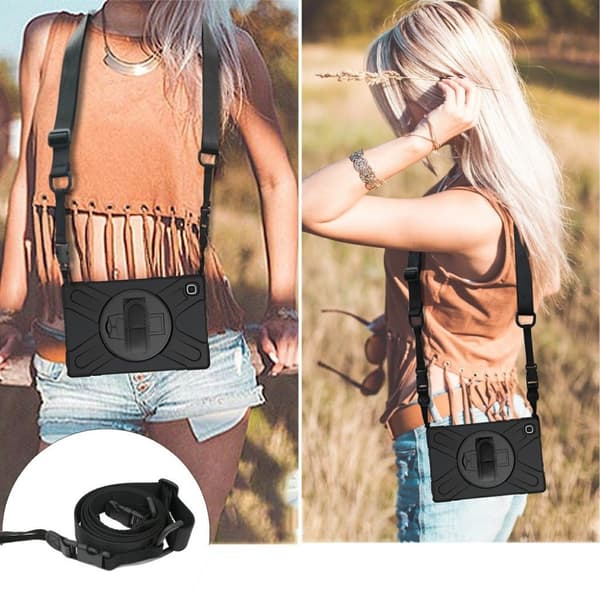 Silikon Combo Etui med Stropp til Samsung Galaxy Tab A7 10.4 (2020) - Svart Black