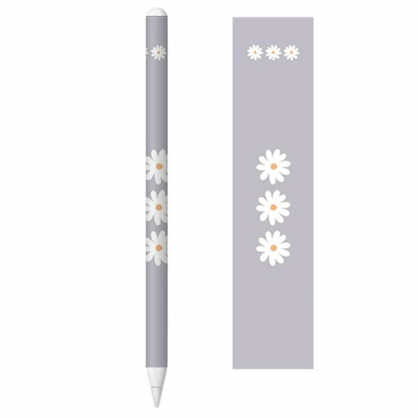 Apple Pencil 2 cool sticker - White Flowers in Grey Background Silvergrå