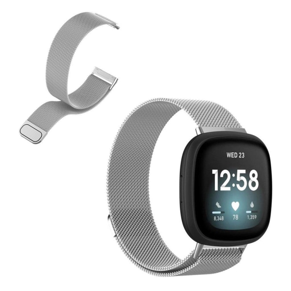 Fitbit Sense / Versa 3 milanese rustfrit stål rem Silver grey