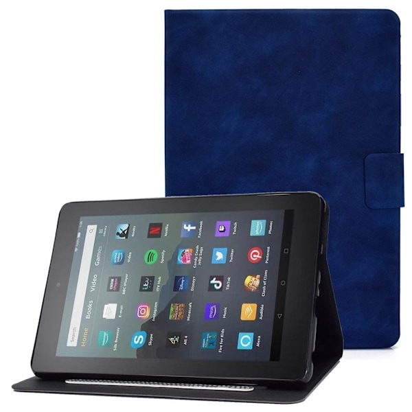 Nahkakotelo jalustalla Amazon Fire 7 (2022) - Sininen Blue