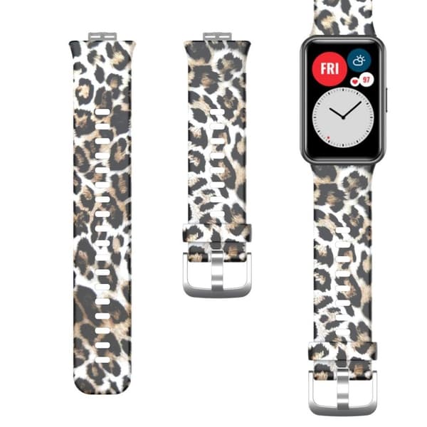 Huawei Watch Fit mønstret silikoneurrem - Leopardmønster White
