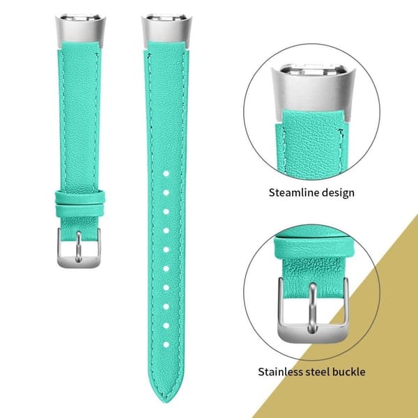Samsung Galaxy Fit urrem i ægte læder - Cyan Green