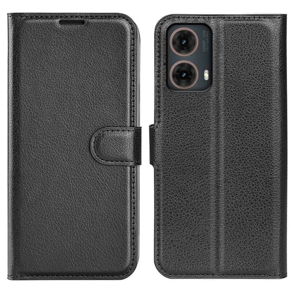 Klassisk Motorola Moto G85 flip etui - Sort Black